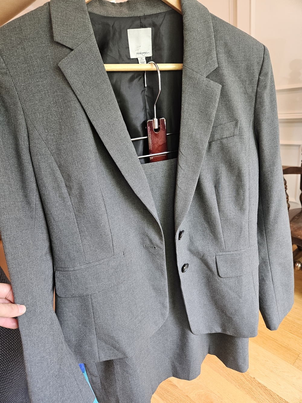 Halogen Gray Two-Piece Blazer and Skirt Set